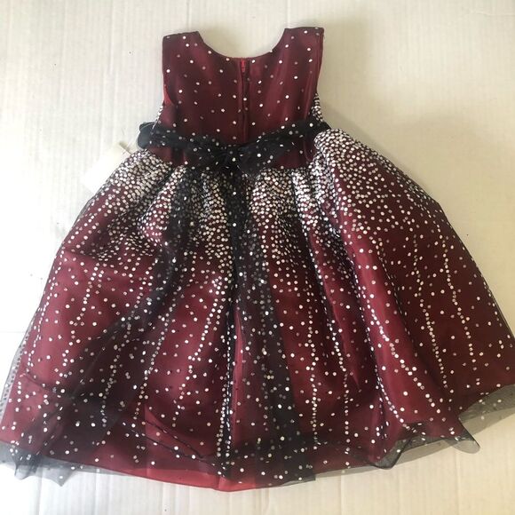 Red Sequin Dress with Velvet Flower Sash Sz 3T Special Occasion Holiday Wedding - Picture 3 of 10